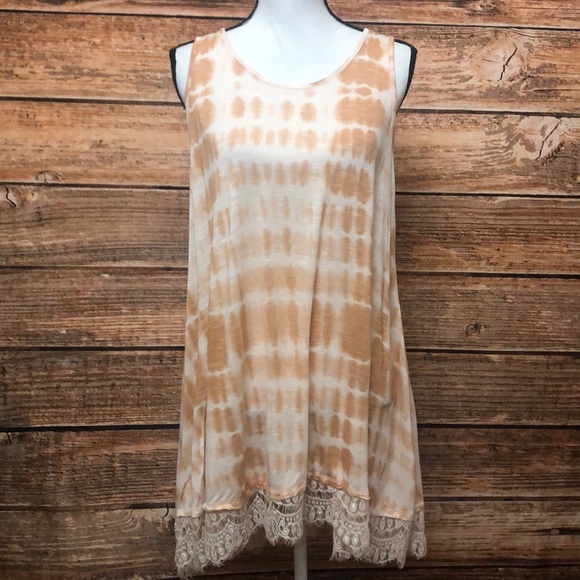 Tops - All at once• Peach Tye Dye Tunic boho